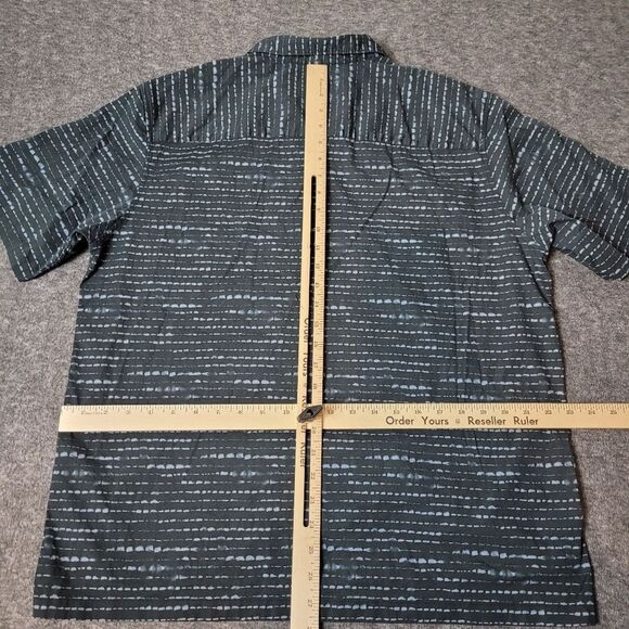 Theory Noll Diffusion Mens Size XL Black Woven Short Sleeve Shirt - Picture 9 of 11